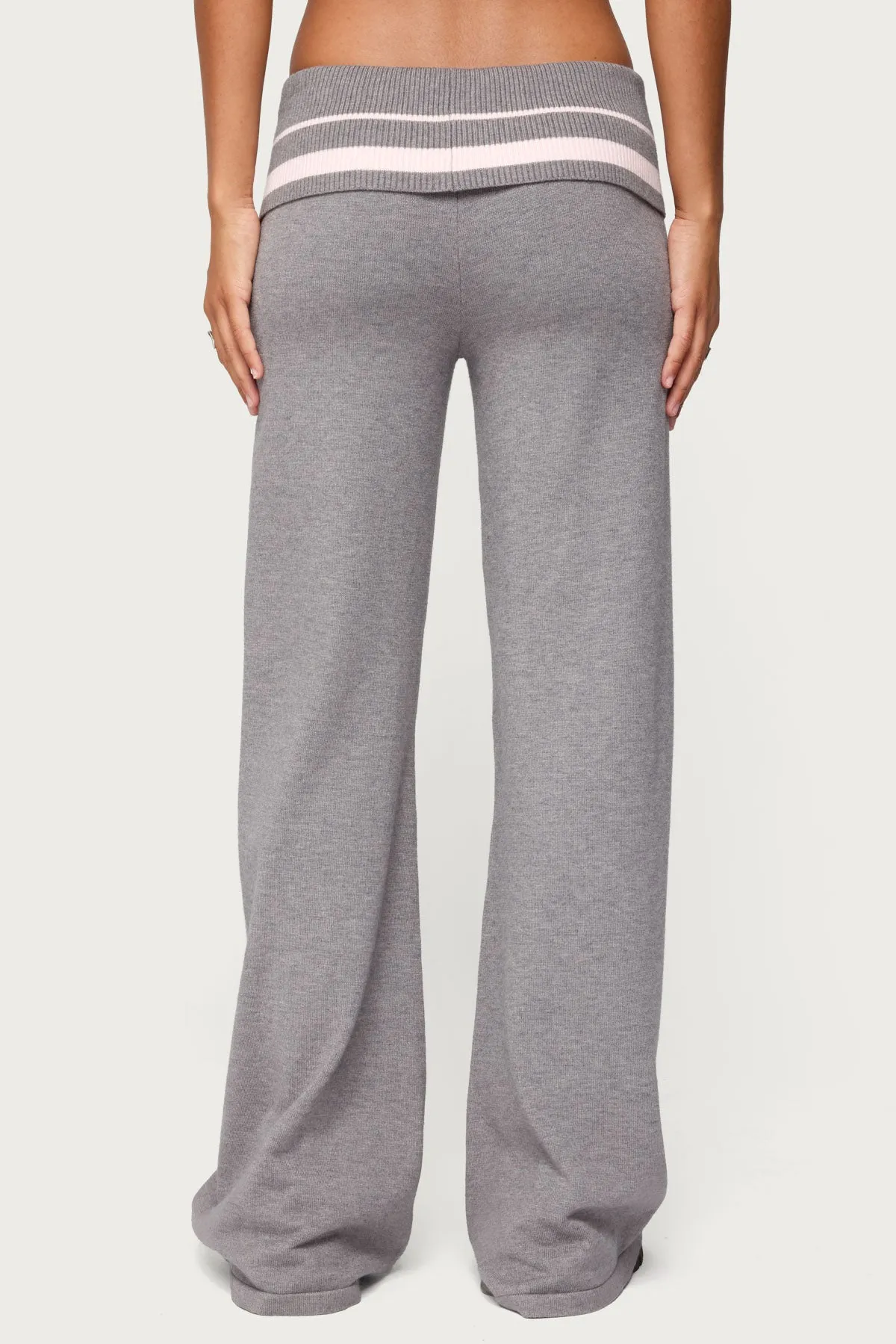 Kaliya Stripey Fold Over Knit Pants sold by Edikted product image thumbnail 4