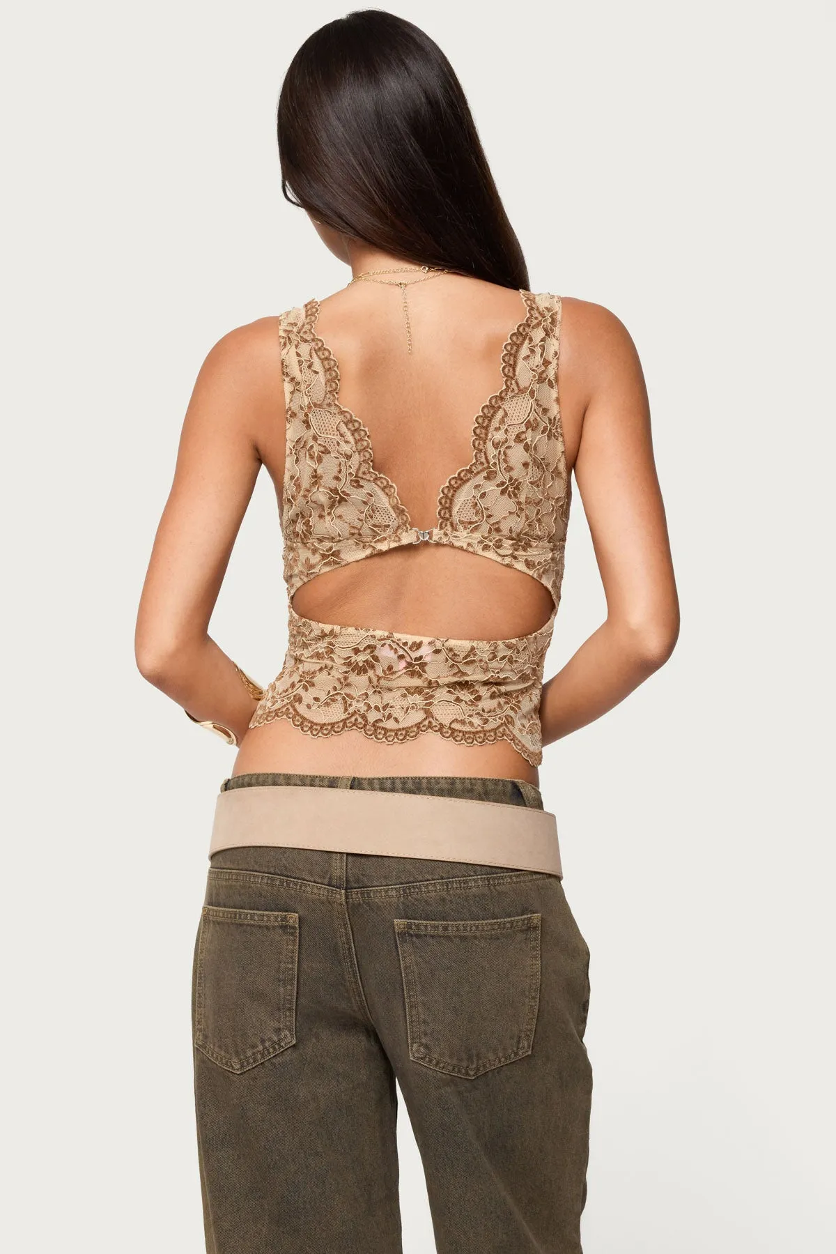 Araura Lace Velvet Floral Top sold by Edikted product image thumbnail 4