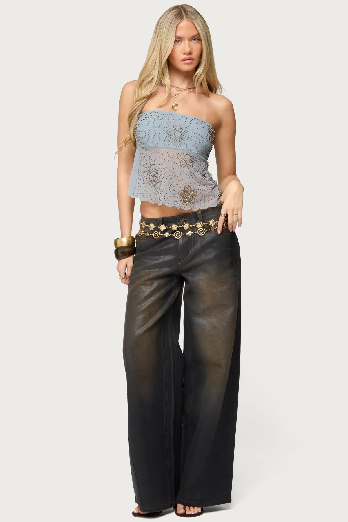 Astra Beaded Sheer Strapless Top sold by Edikted product image thumbnail 4