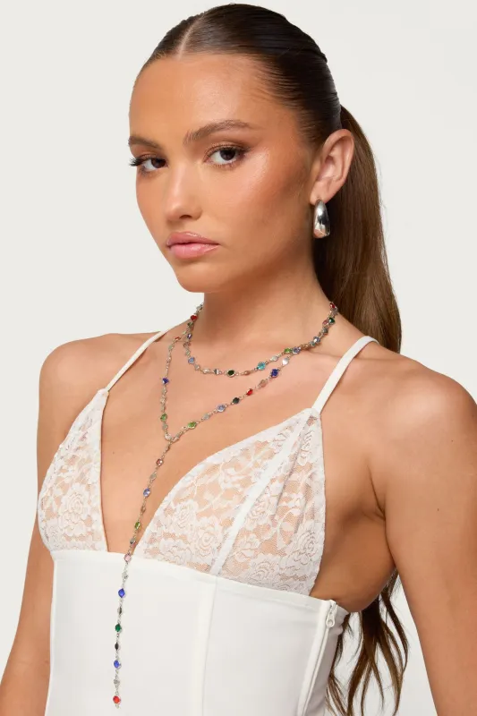 Cascading Gemstone Necklace Set sold by Edikted