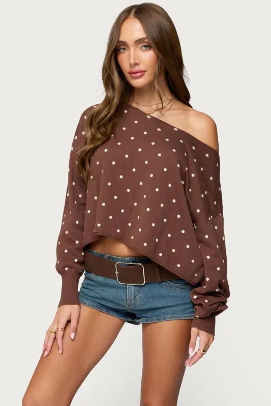 Oversized Off Shoulder Polka Dot Sweater made by Edikted