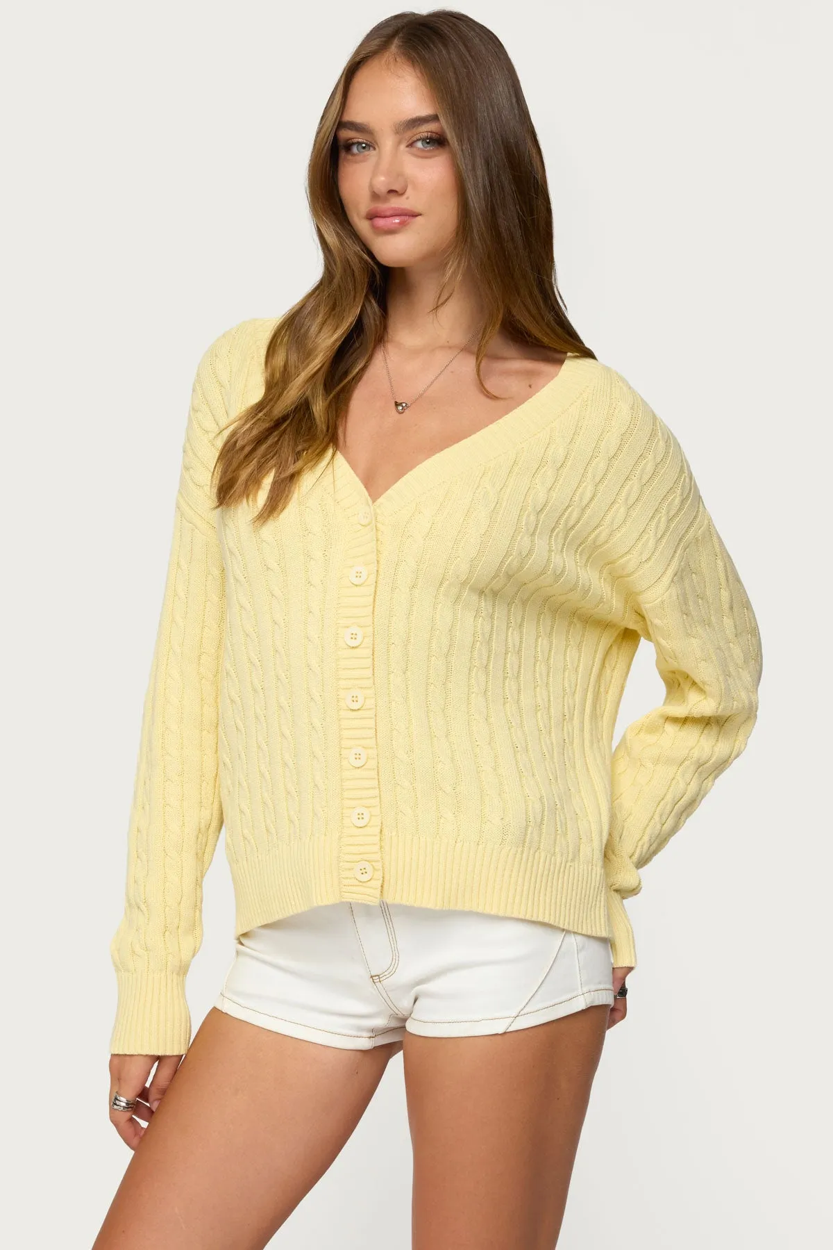 Francine Oversized V Neck Cardigan sold by Edikted product image thumbnail 3
