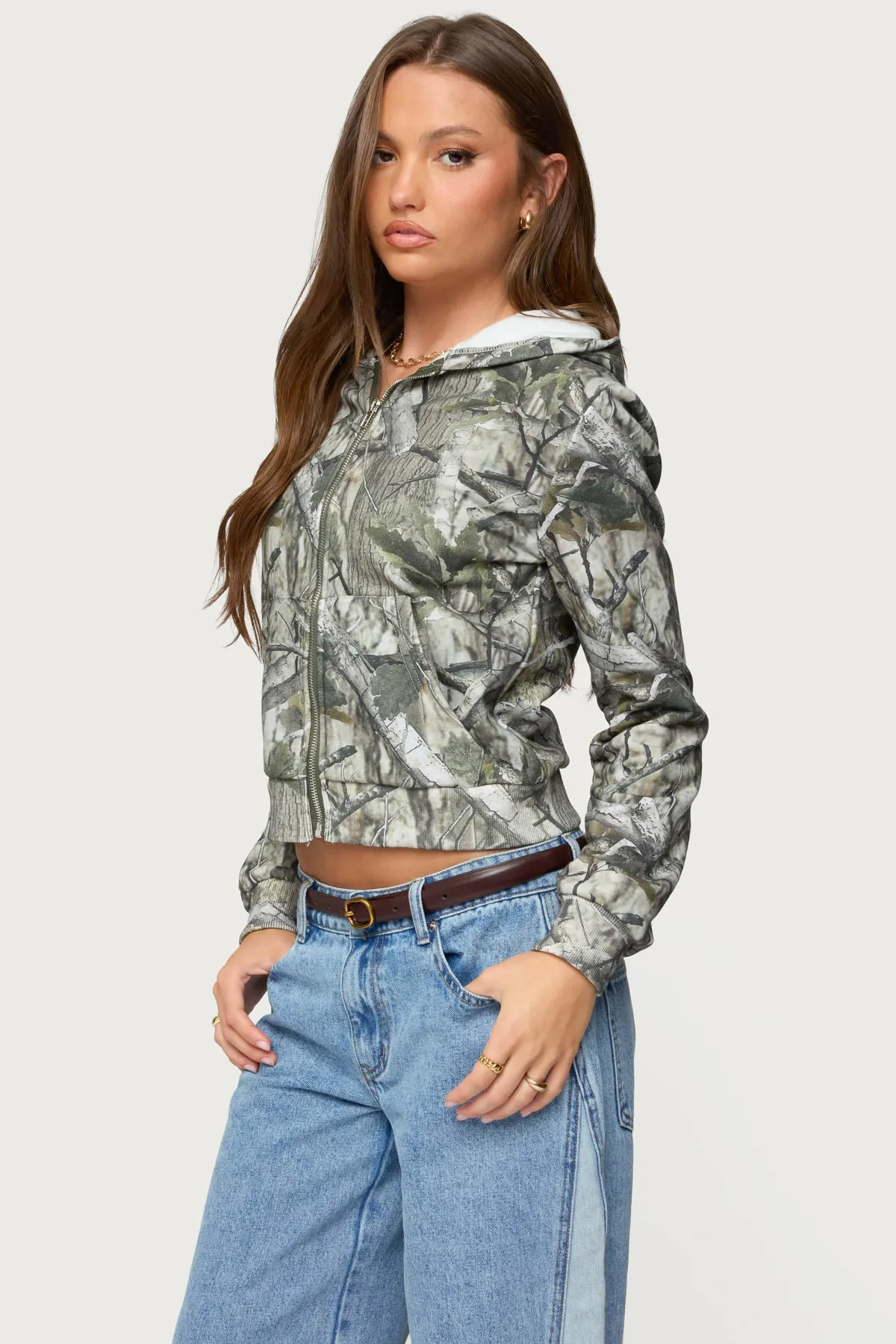 Tayler Camo Zip Up Hoodie sold by Edikted product image thumbnail 3