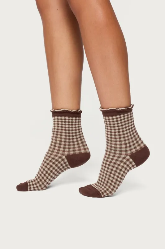 Frilled Gingham Socks sold by Edikted