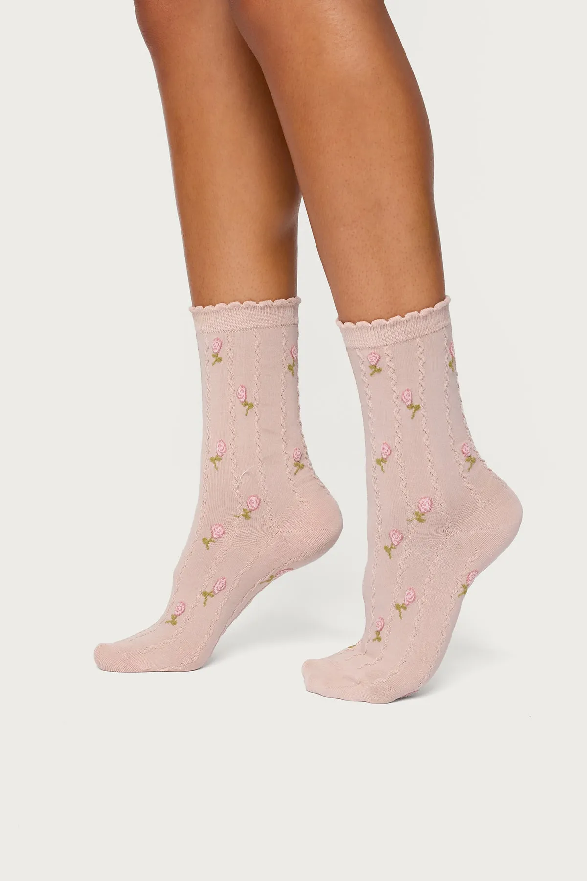 Embroidered Rose Socks sold by Edikted
