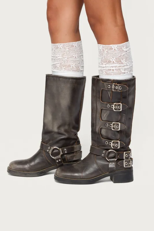 Lacey Layered Knee High Socks sold by Edikted