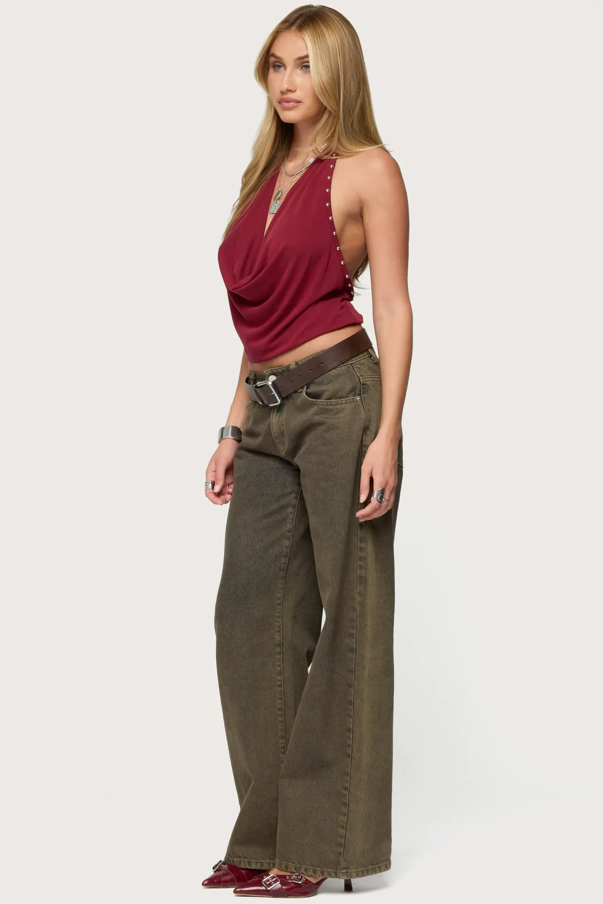 Irina Stud Cowl Neck Halter Top sold by Edikted product image thumbnail 4