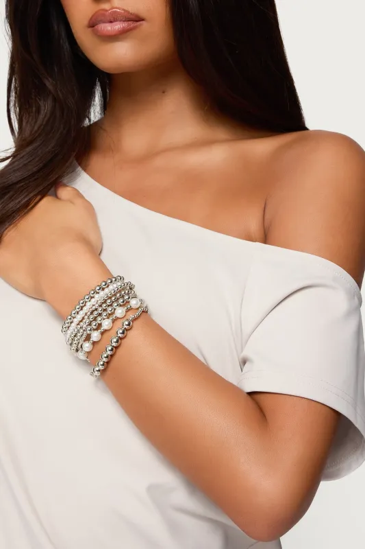 Glam Pearly Beaded Bracelet Pack sold by Edikted