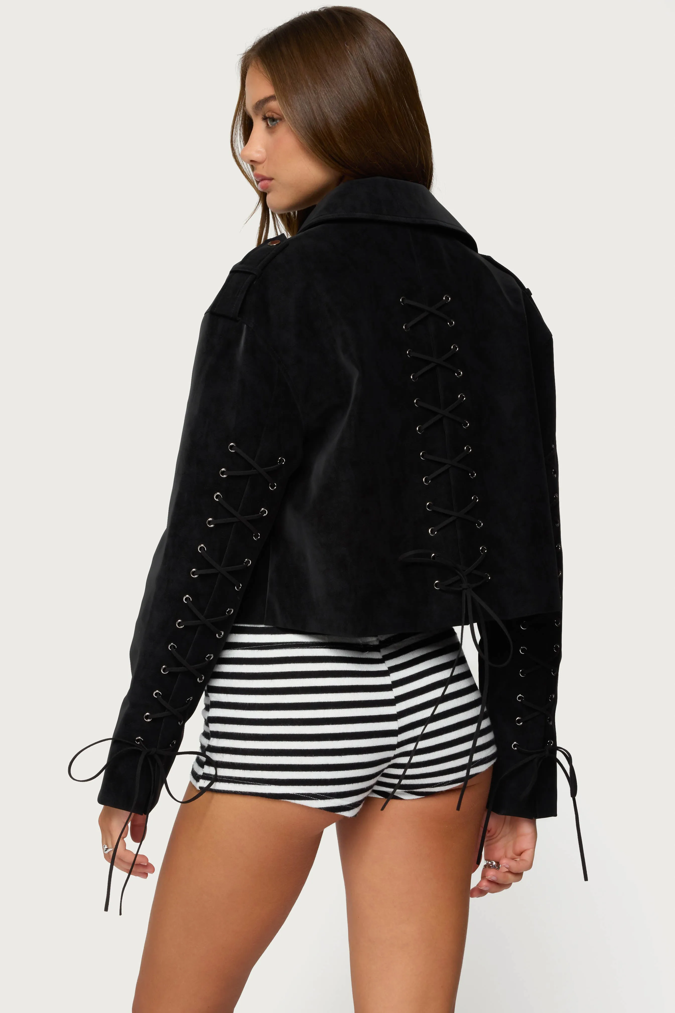 Ryder Faux Suede Biker Jacket sold by Edikted product image thumbnail 5