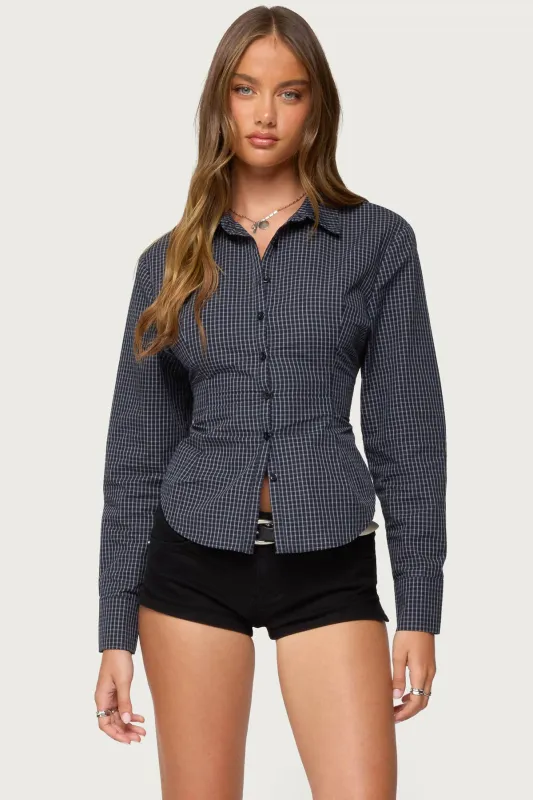 Lisbet Checkered Button Up Shirt sold by Edikted