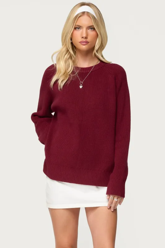 Lavonne Oversized Knit Raglan Sweater sold by Edikted