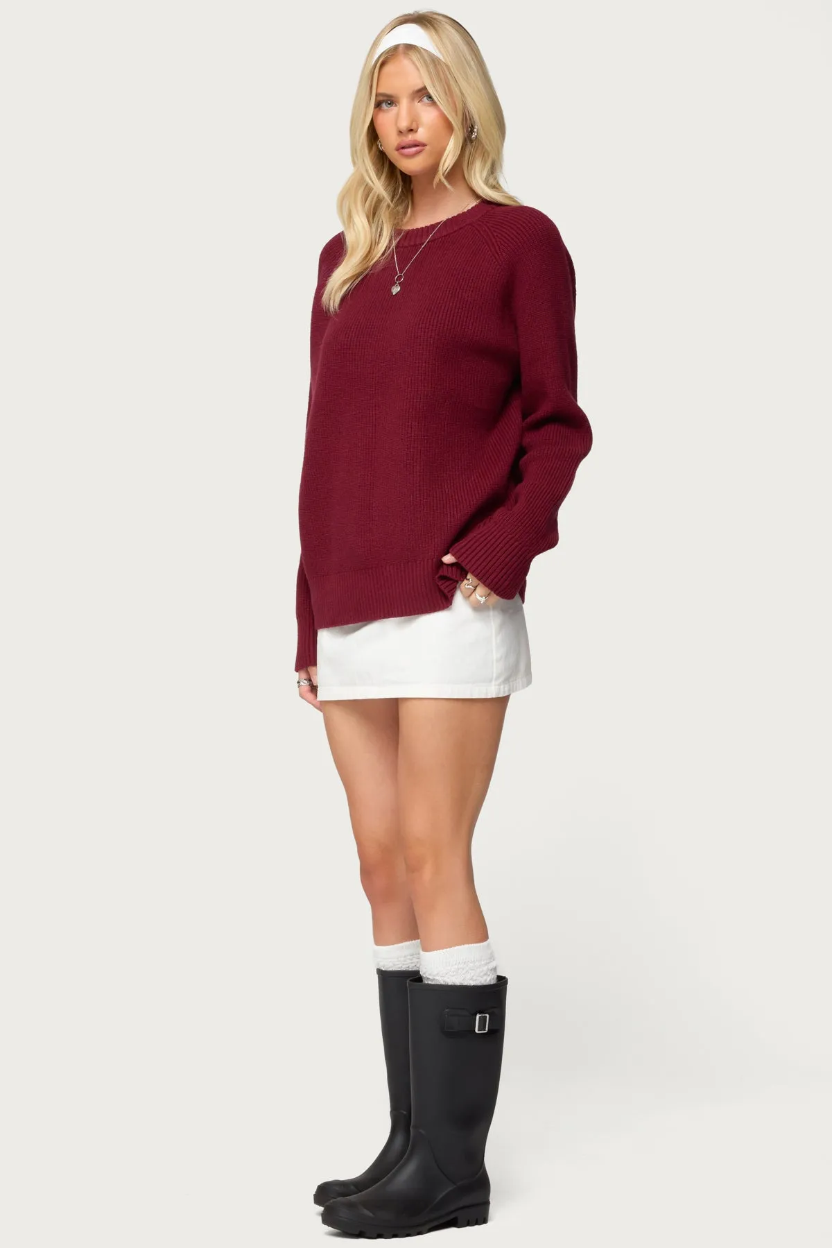 Lavonne Oversized Knit Raglan Sweater sold by Edikted product image thumbnail 4