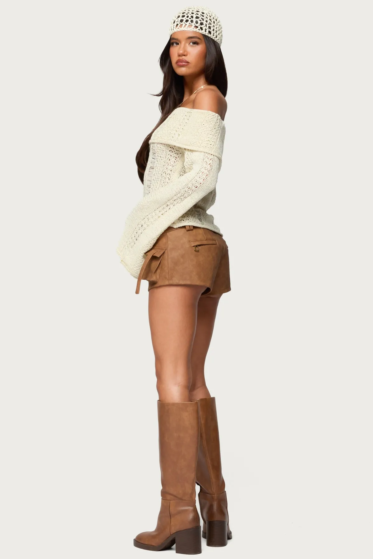 Renna Distressed Fold Over Knit Top sold by Edikted product image thumbnail 5