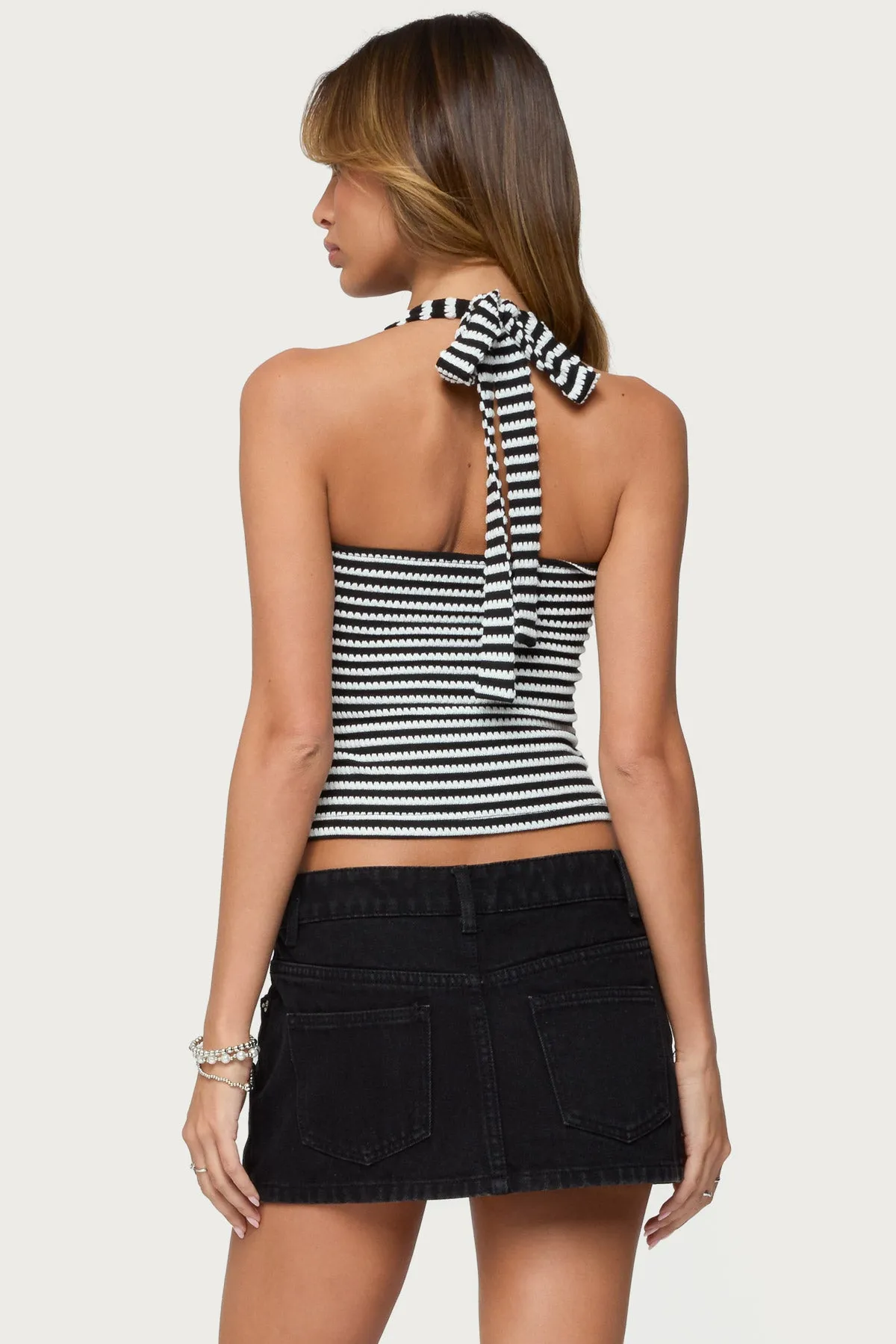 Lovina Textured Striped Halter Top sold by Edikted product image thumbnail 4