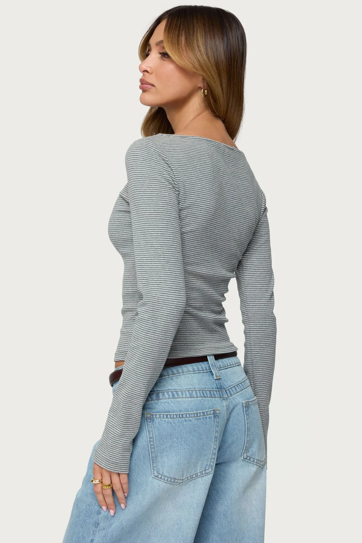 Loria Striped Boat Neck Top sold by Edikted product image thumbnail 5