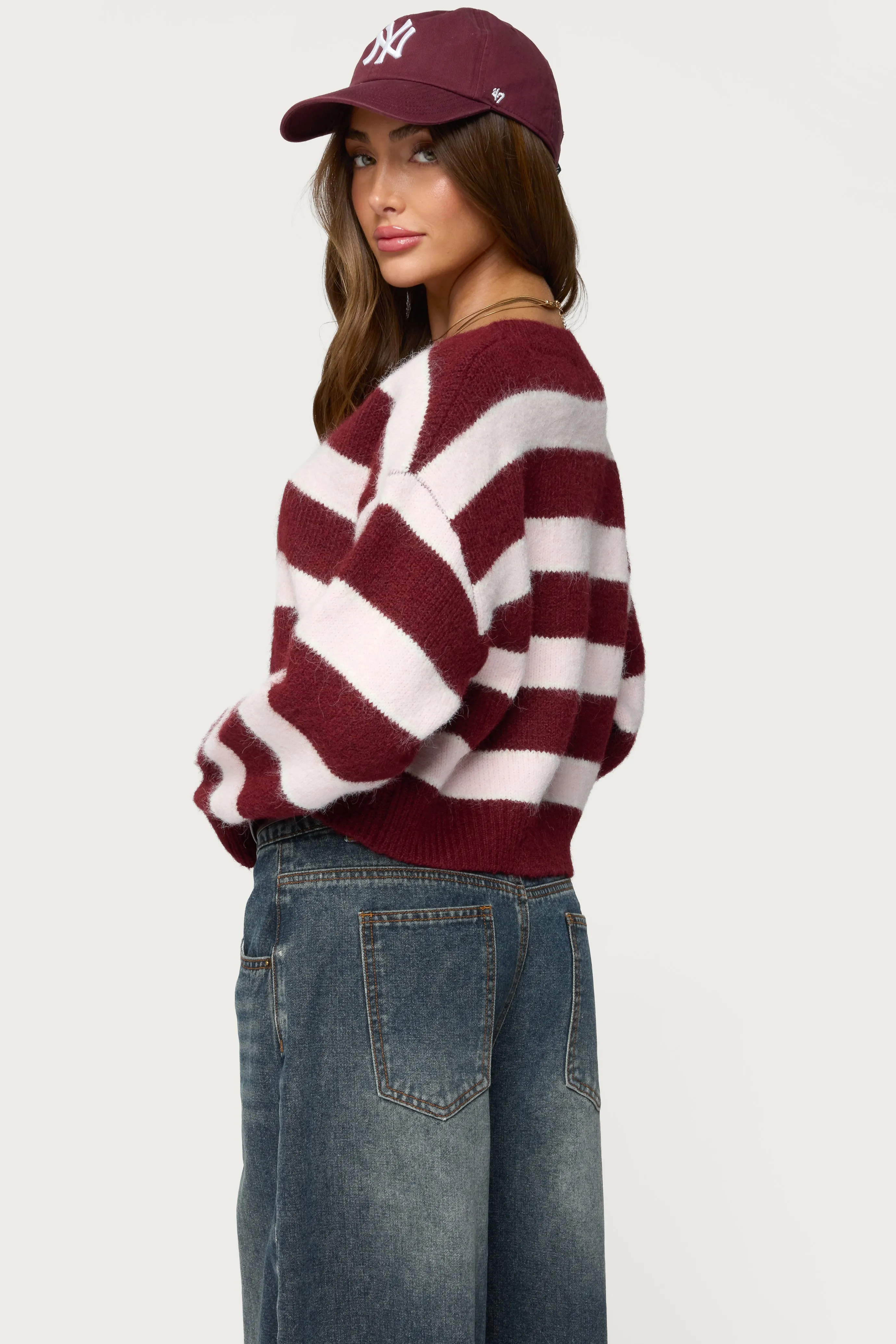Kaz Striped Knit V Neck Cardigan sold by Edikted product image thumbnail 5