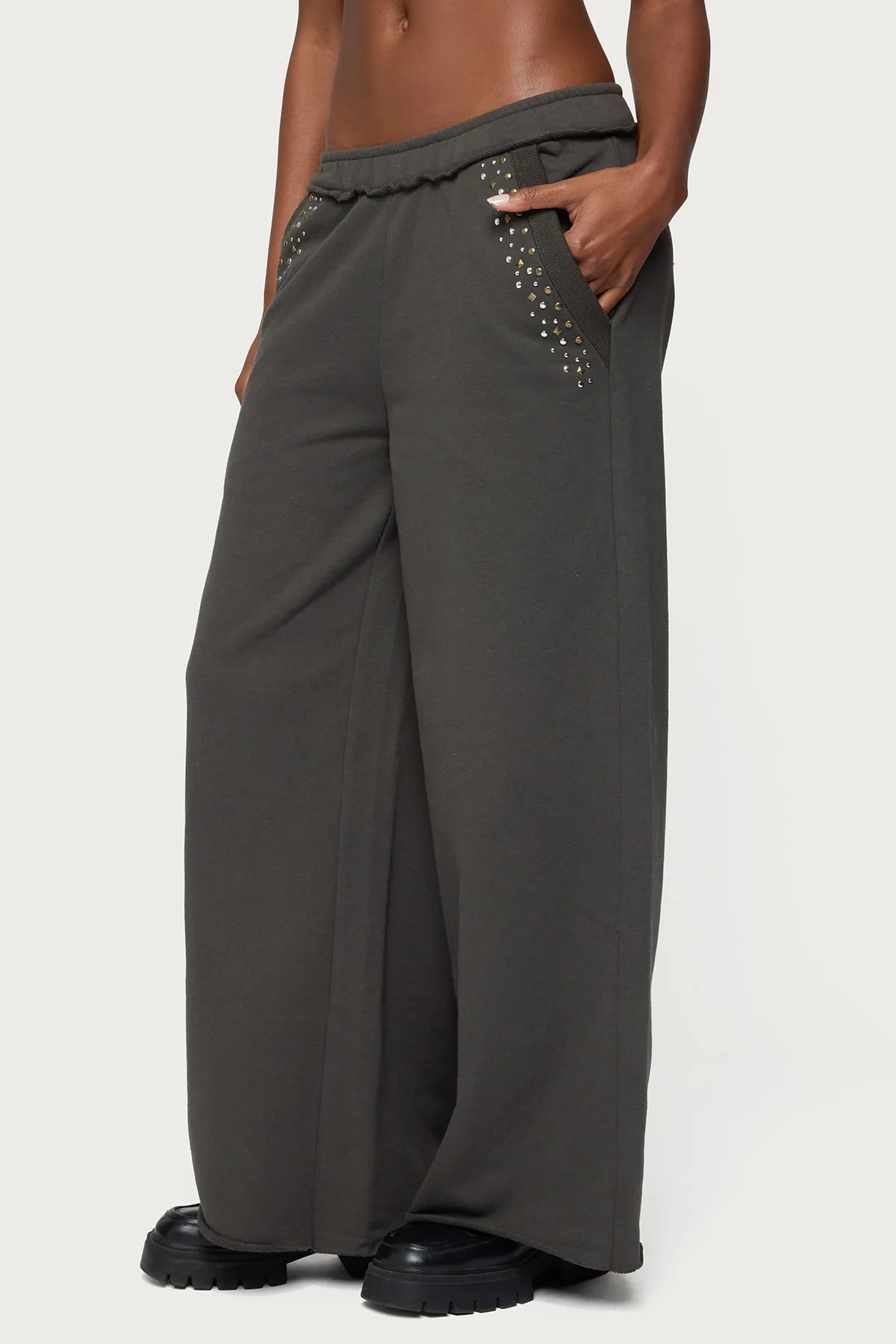 Wrenn Studded Wide Leg Sweatpants sold by Edikted product image thumbnail 3