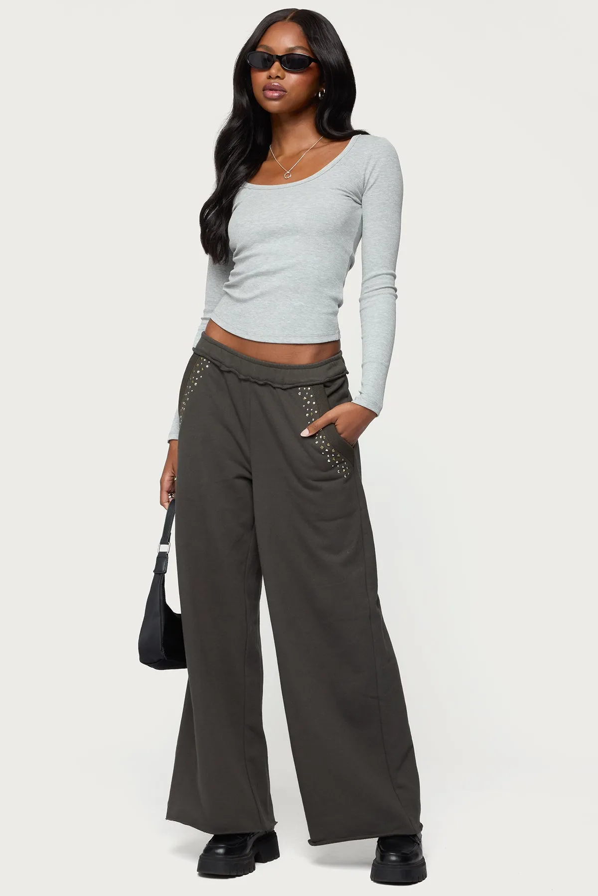 Wrenn Studded Wide Leg Sweatpants sold by Edikted product image thumbnail 5