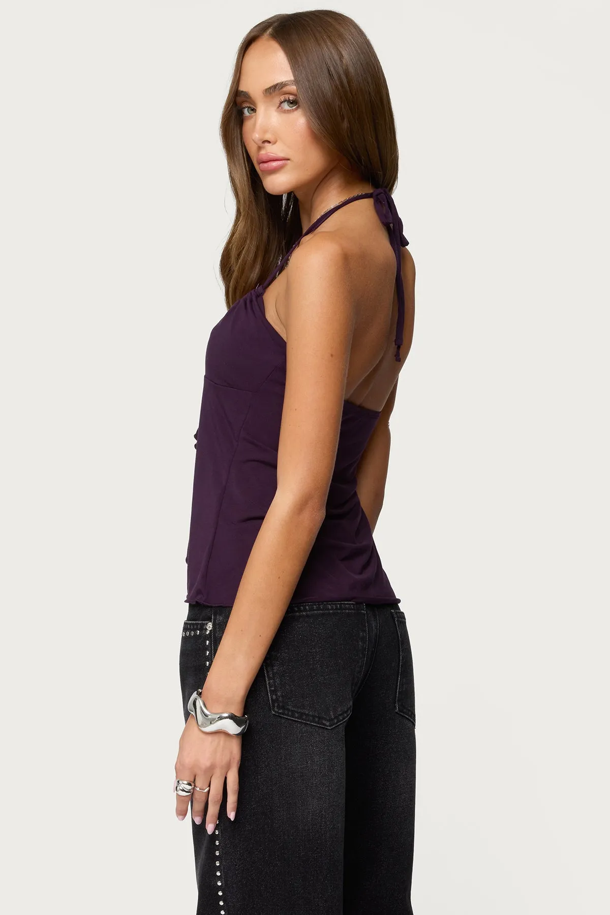 Lorenna Split Front Halter Top sold by Edikted product image thumbnail 4