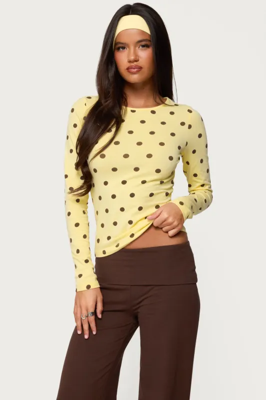 Maricelle Polka Dot Long Sleeve T Shirt sold by Edikted