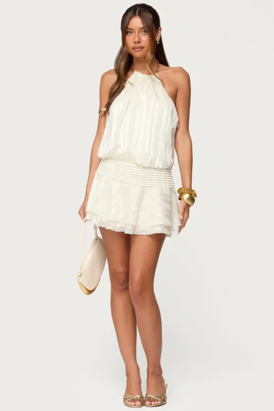 Glossy Striped Drop Waist Mini Dress sold by Edikted