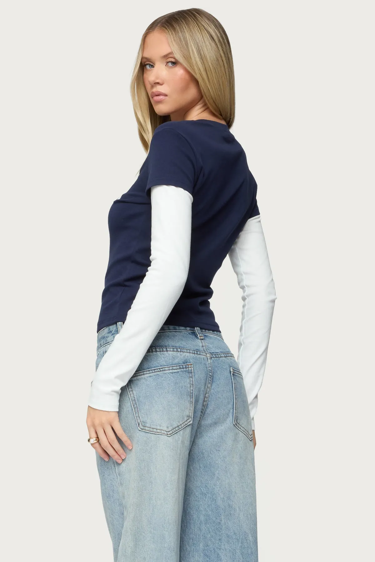 Boston Layered Long Sleeve T Shirt sold by Edikted product image thumbnail 4