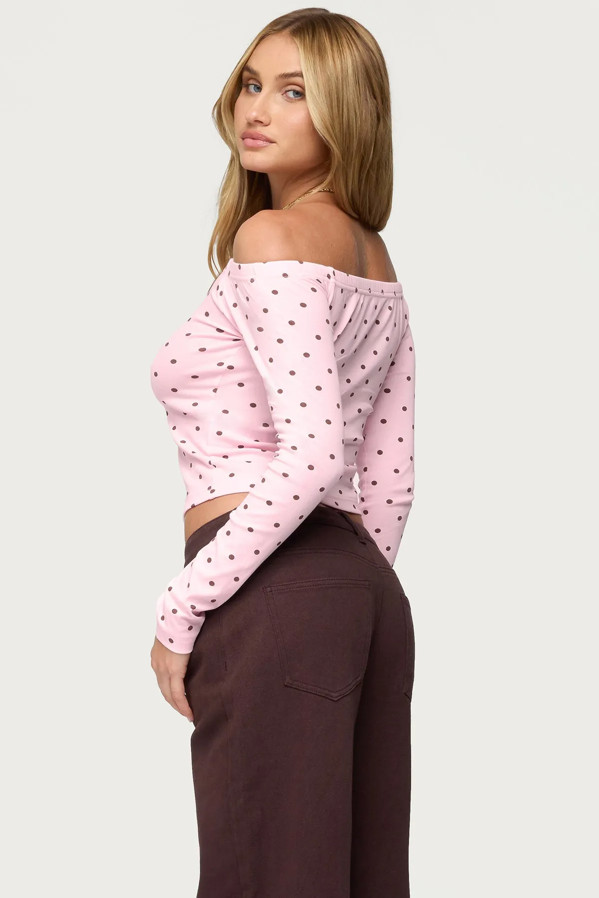 Leandra Off Shoulder Polka Dot Top sold by Edikted product image thumbnail 4