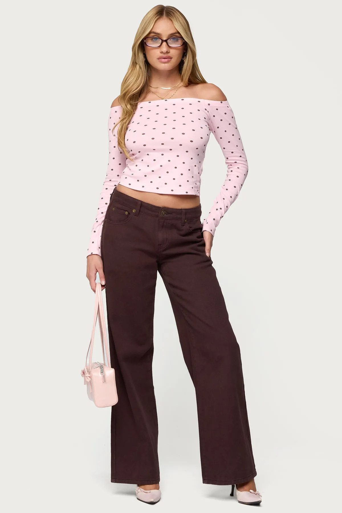 Leandra Off Shoulder Polka Dot Top sold by Edikted product image thumbnail 2