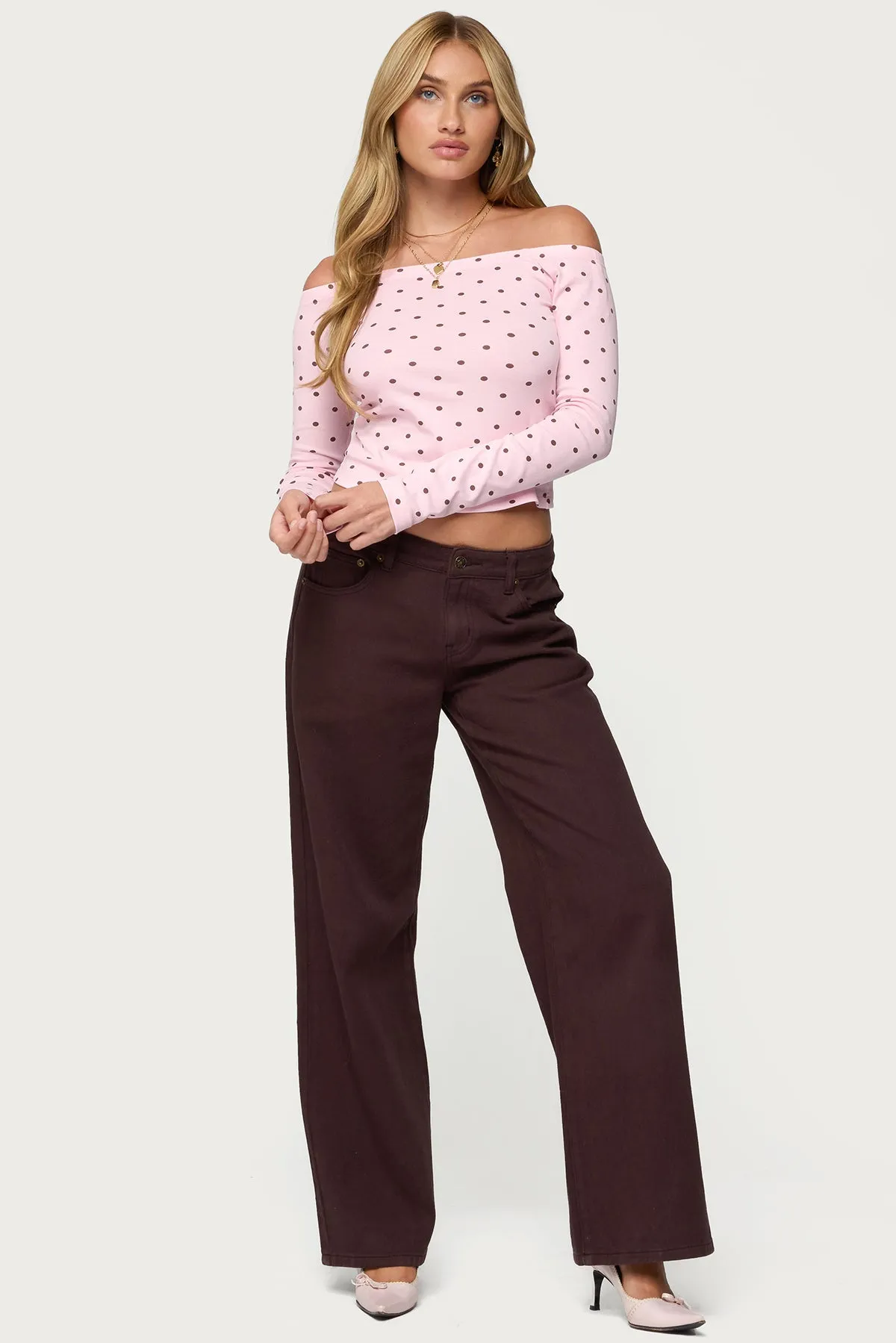 Leandra Off Shoulder Polka Dot Top sold by Edikted product image thumbnail 5