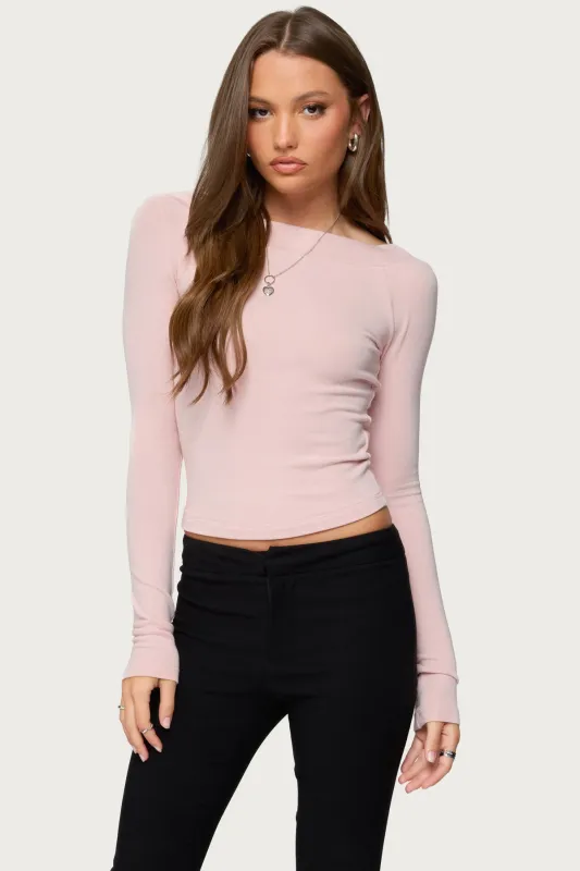 Embry Boat Neck Raglan Top sold by Edikted