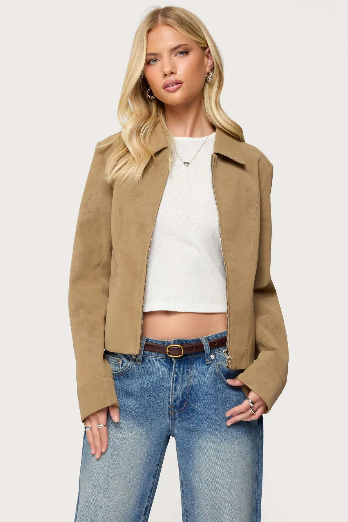 Cozette Faux Leather Jacket sold by Edikted