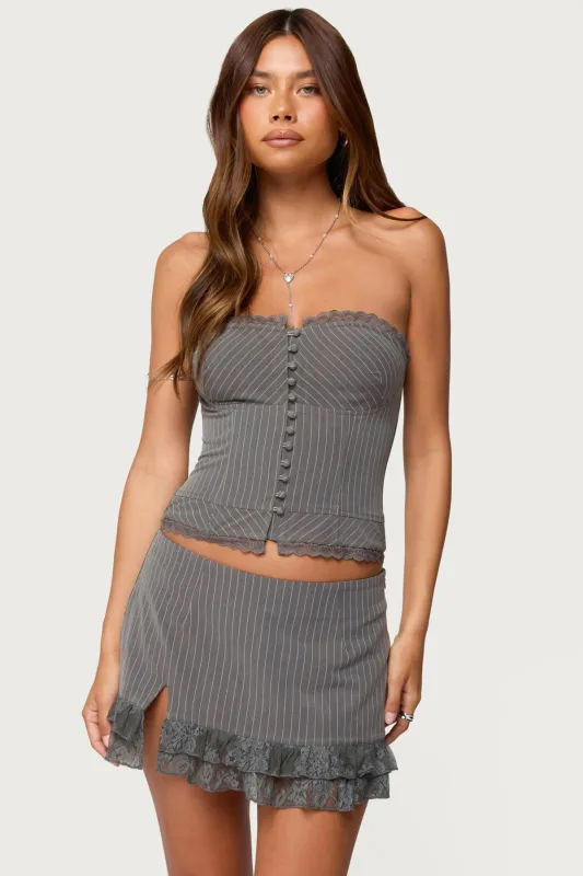 Mona Lacey Pinstripe Strapless Corset sold by Edikted