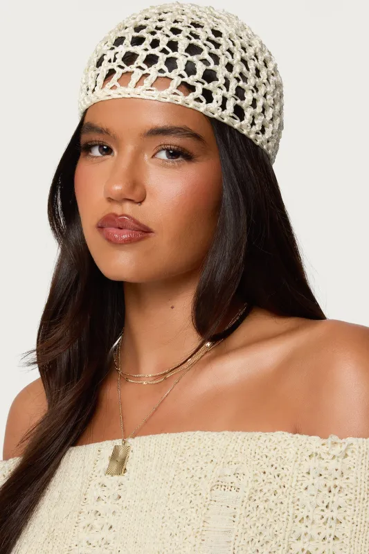 Lulu Crochet Beanie sold by Edikted