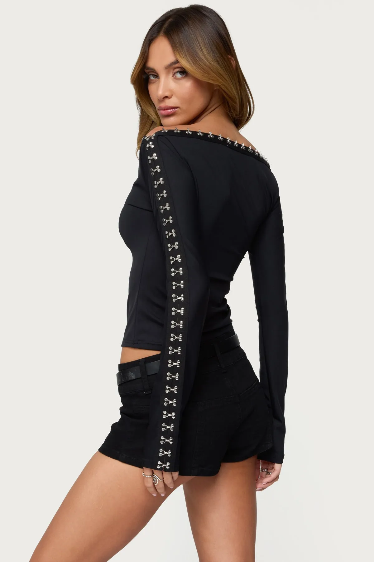 Zaina Hook & Eye Boat Neck Top sold by Edikted product image thumbnail 5