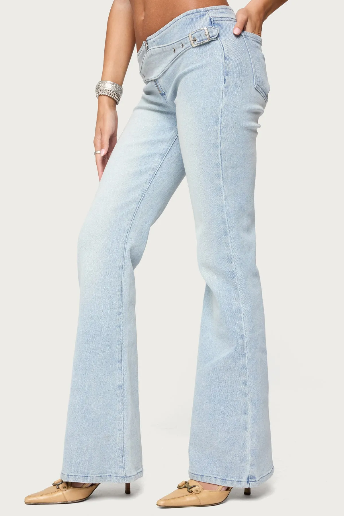 Kenza Belted Low Rise Flared Jeans sold by Edikted product image thumbnail 3