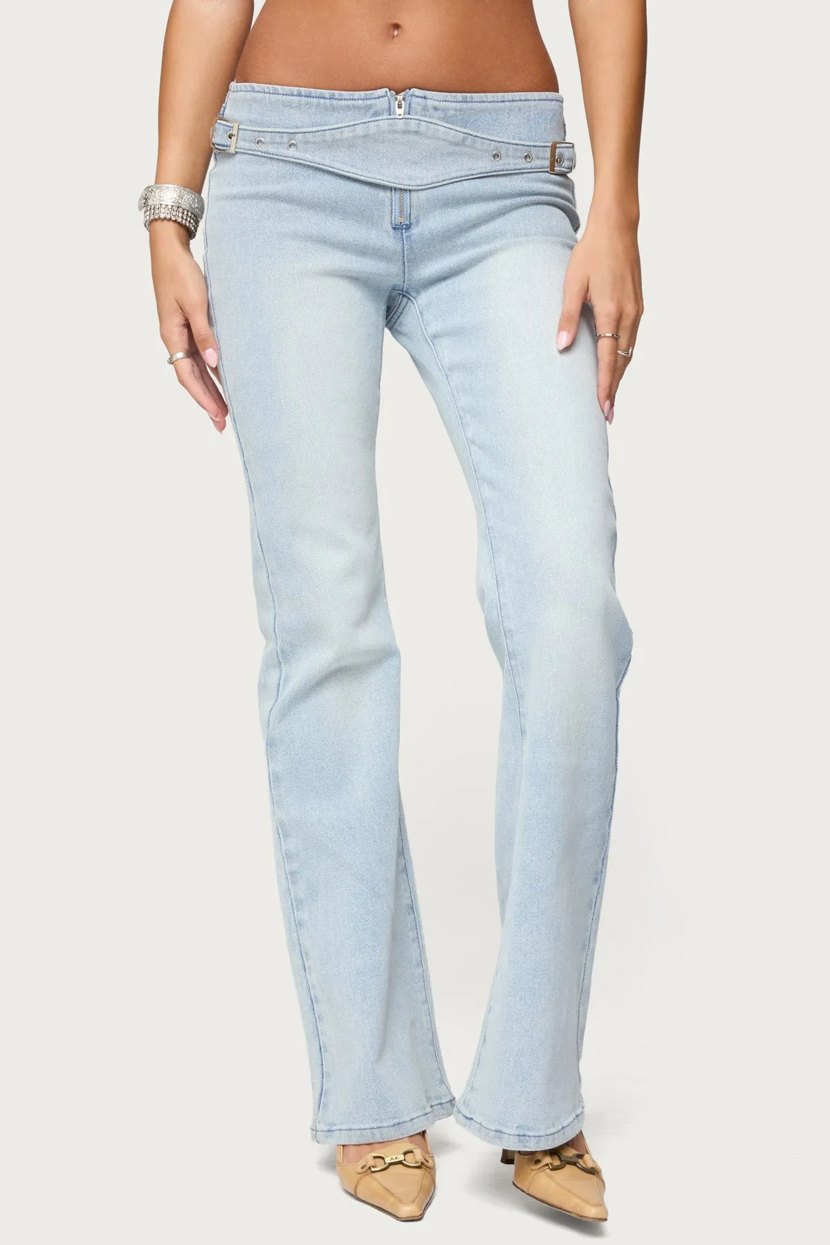 Kenza Belted Low Rise Flared Jeans sold by Edikted product image thumbnail 2