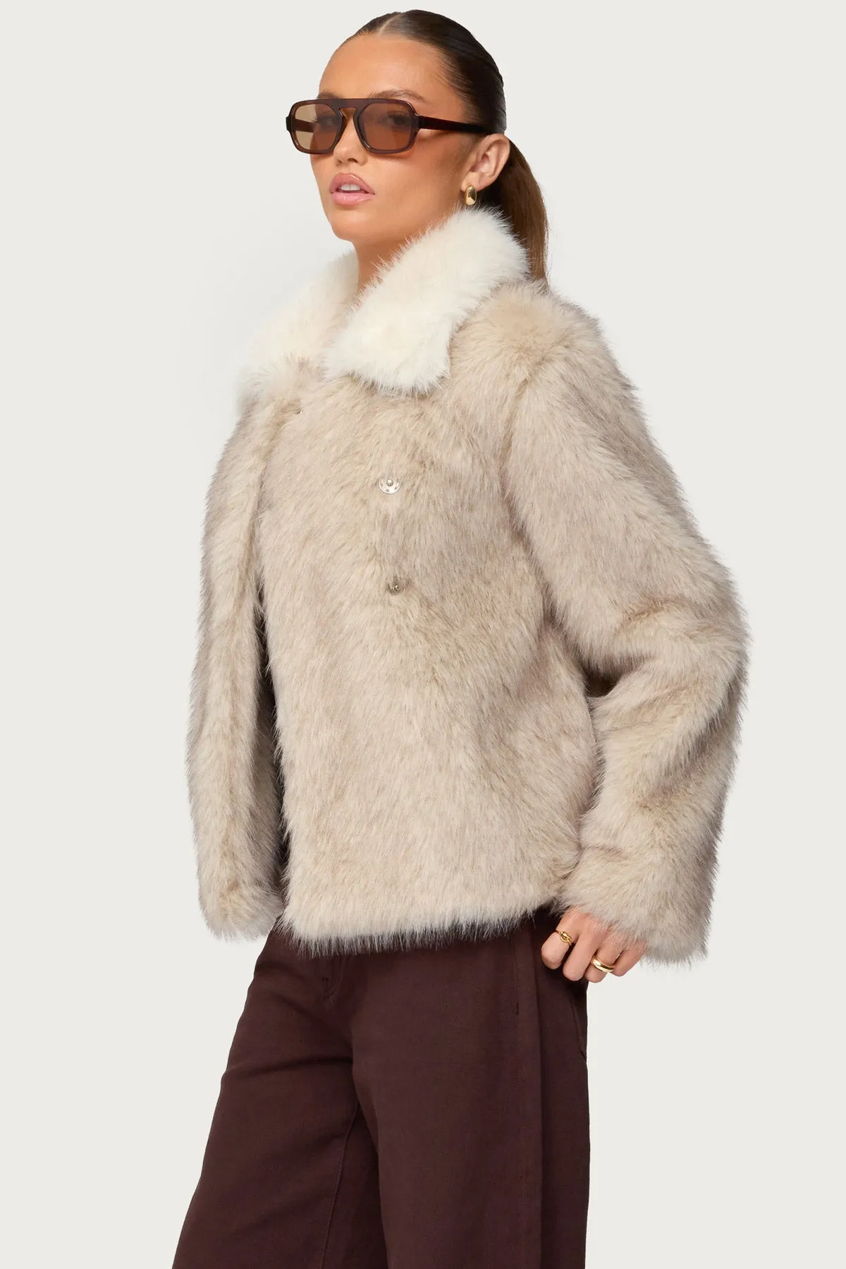 Contrast Collar Faux Fur Jacket sold by Edikted product image thumbnail 3