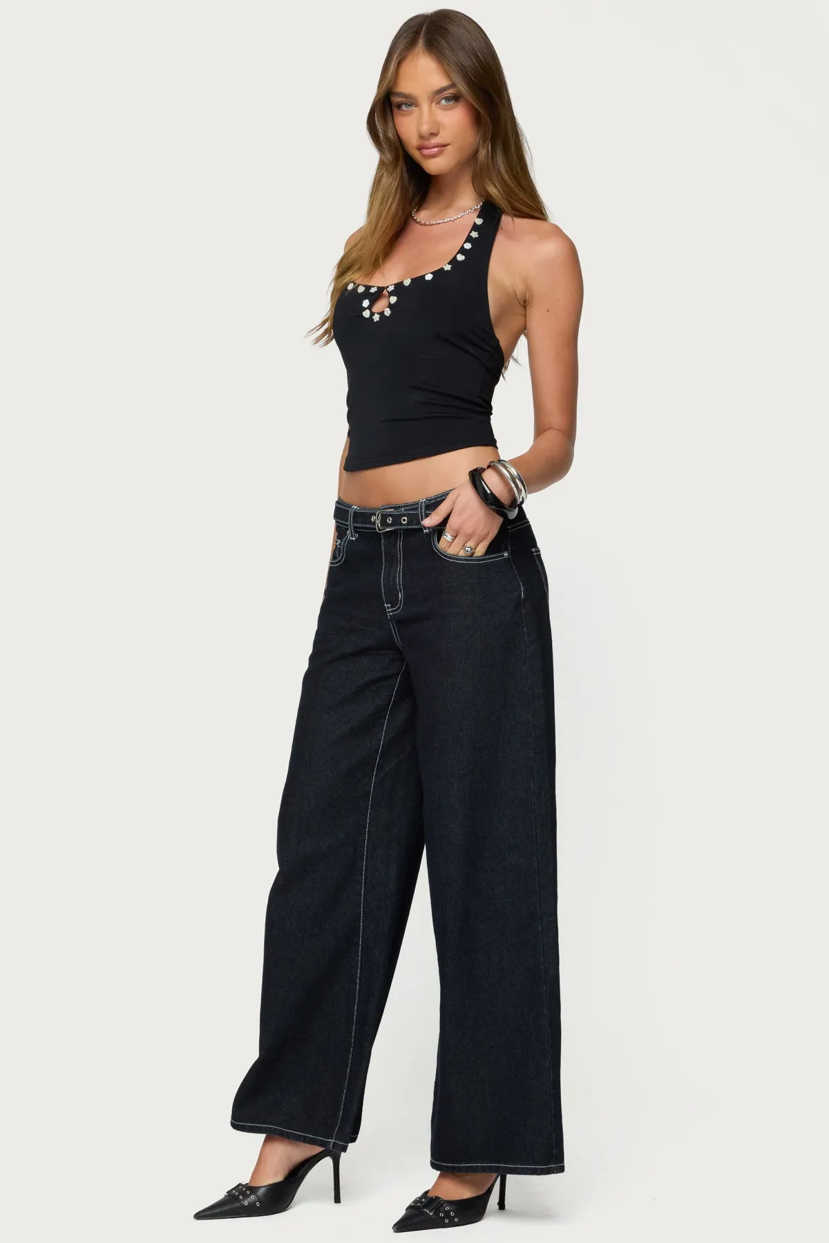 Coraline Button Cutout Halter Top sold by Edikted product image thumbnail 4