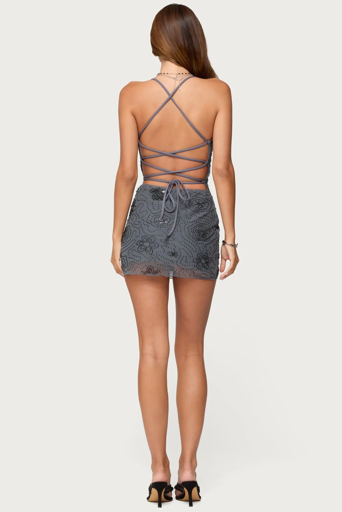 Kandy Backless Beaded Mini Dress sold by Edikted product image thumbnail 2