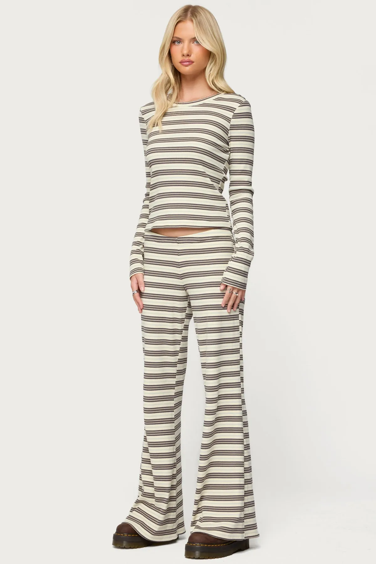 Avalie Striped Ribbed Long Sleeve T Shirt sold by Edikted product image thumbnail 4