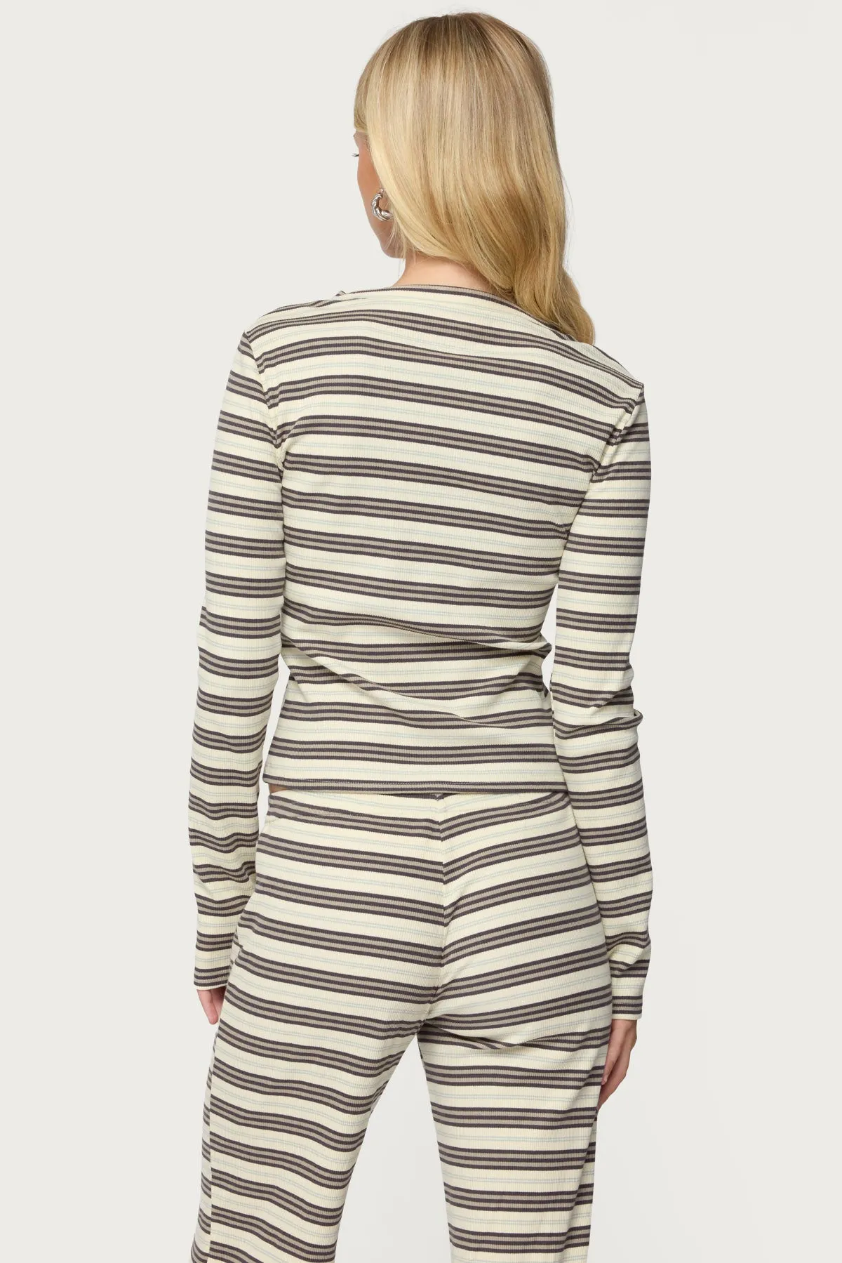 Avalie Striped Ribbed Long Sleeve T Shirt sold by Edikted product image thumbnail 5