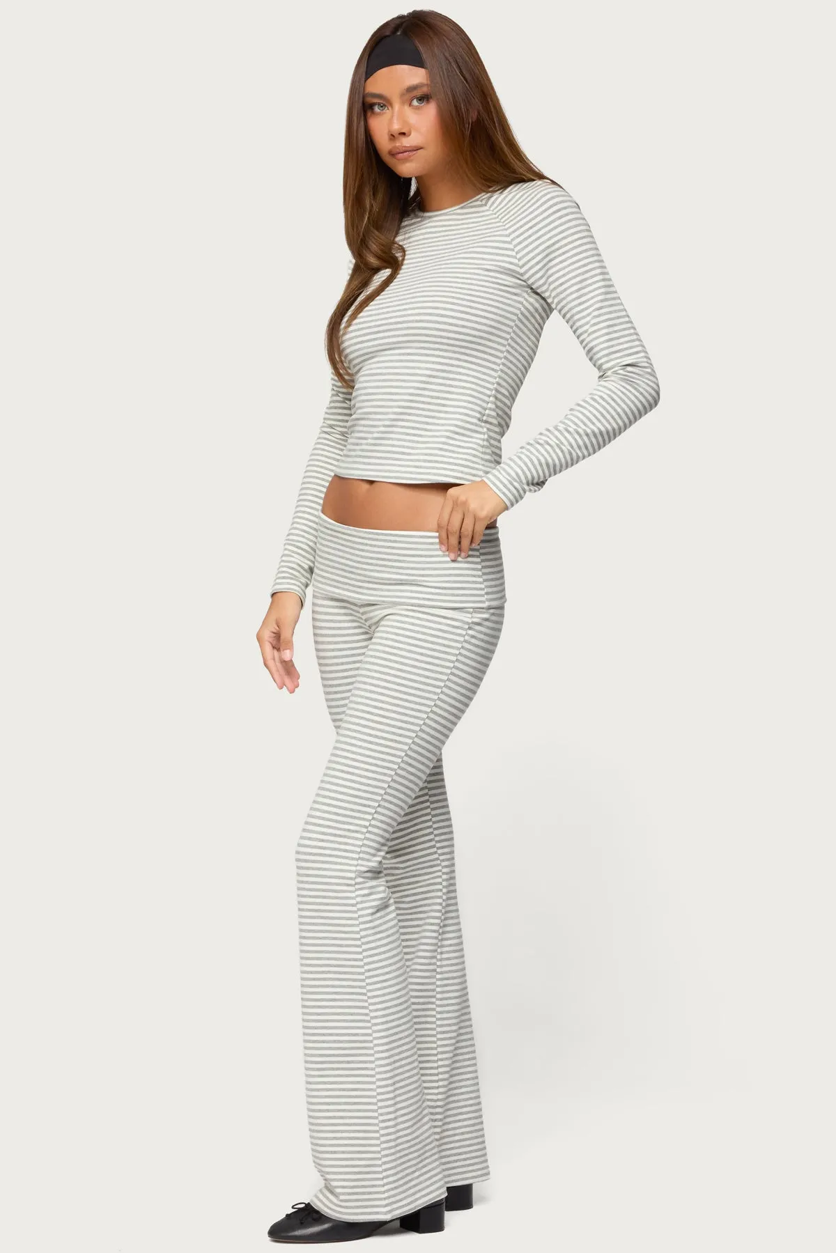 Kaeli Stripey Flared Leggings sold by Edikted product image thumbnail 3