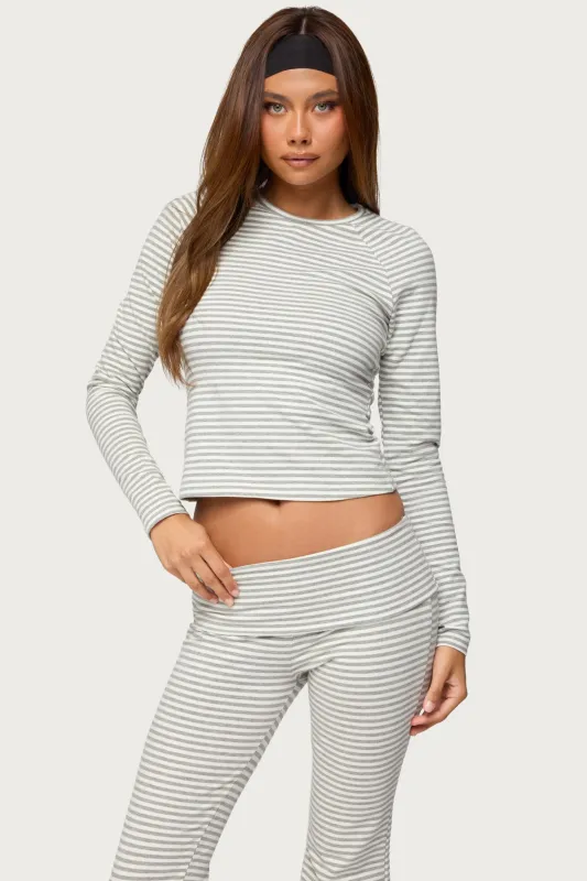 Kaeli Stripey Long Sleeve T Shirt sold by Edikted