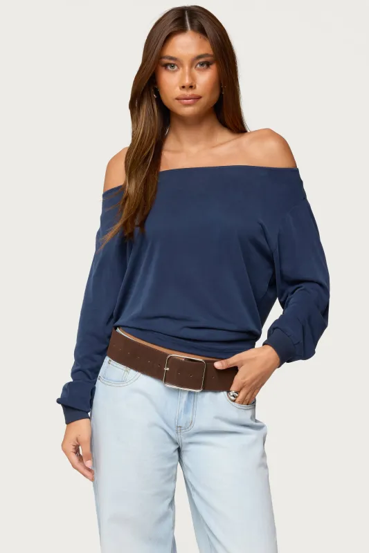Nannie Off Shoulder Oversized Top sold by Edikted
