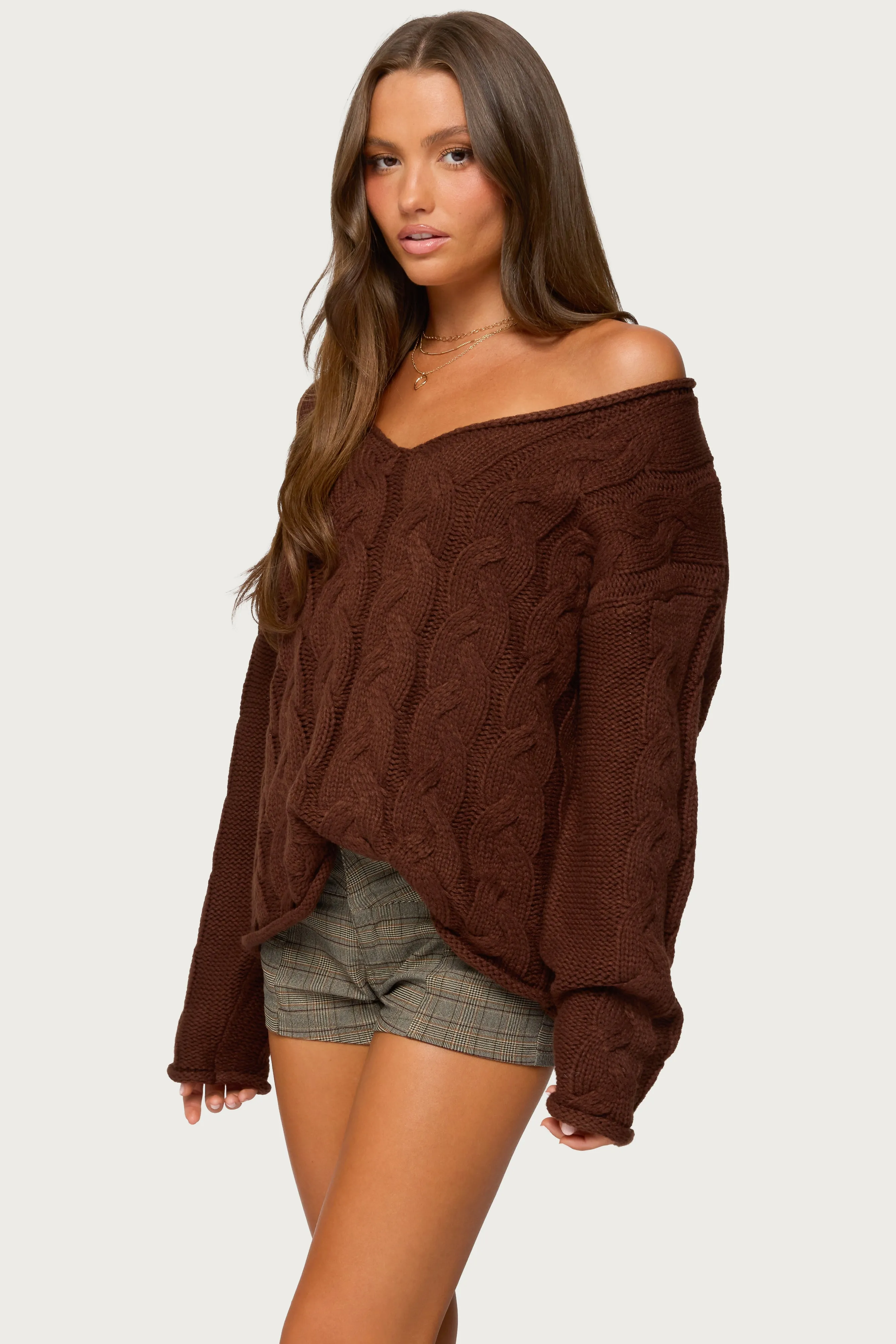 Inga Oversized Cable Knit Sweater sold by Edikted product image thumbnail 3