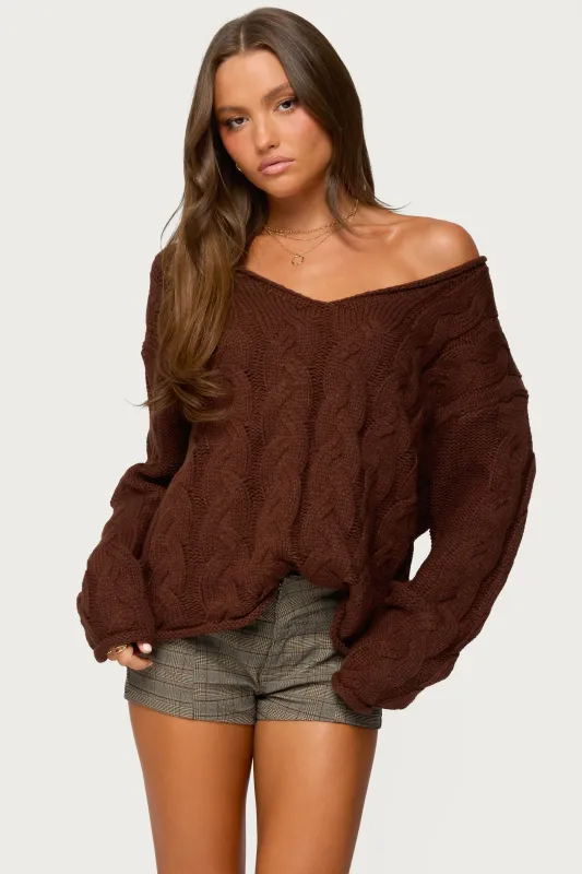 Inga Oversized Cable Knit Sweater sold by Edikted