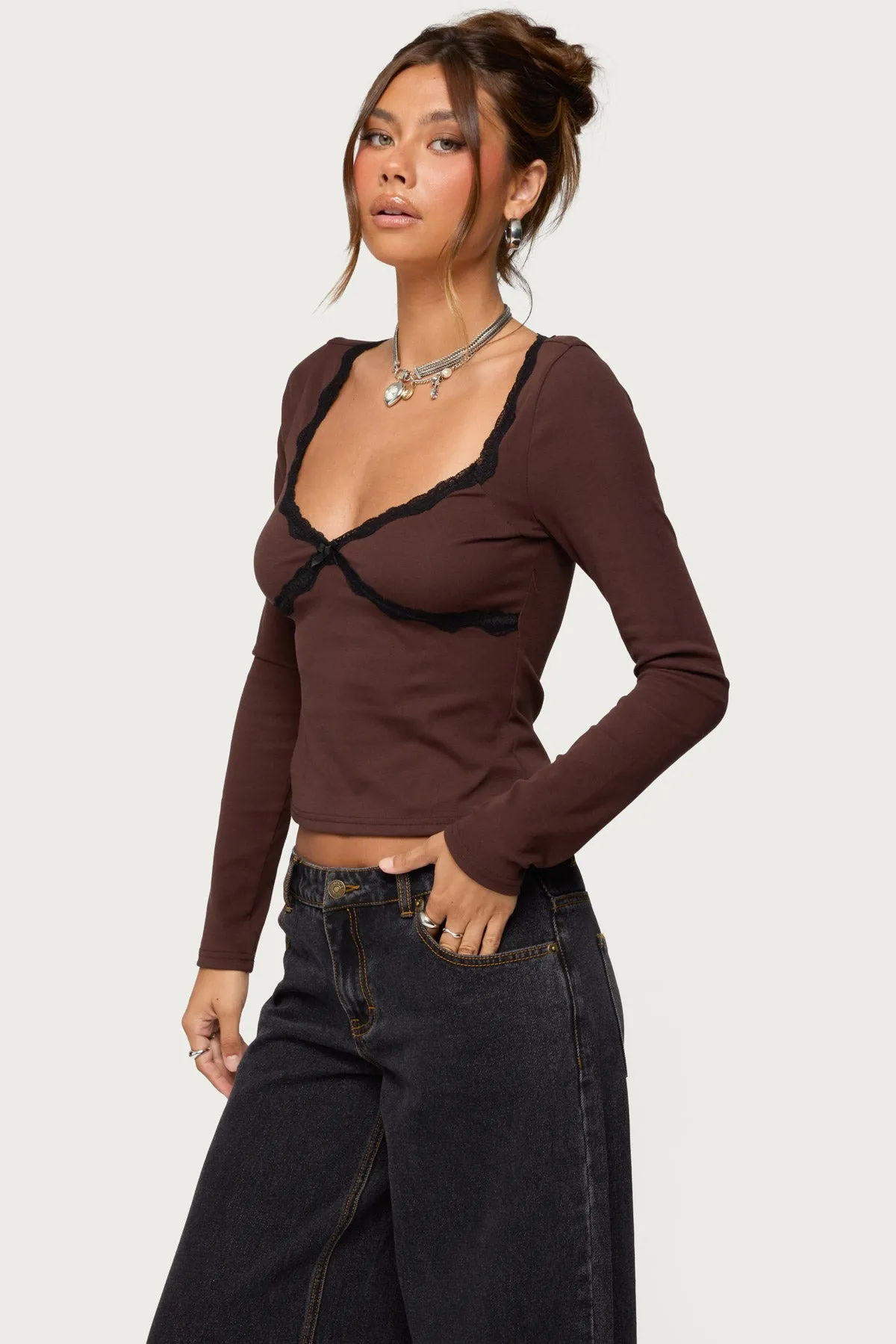 Porta Contrast Lacey Top sold by Edikted product image thumbnail 3