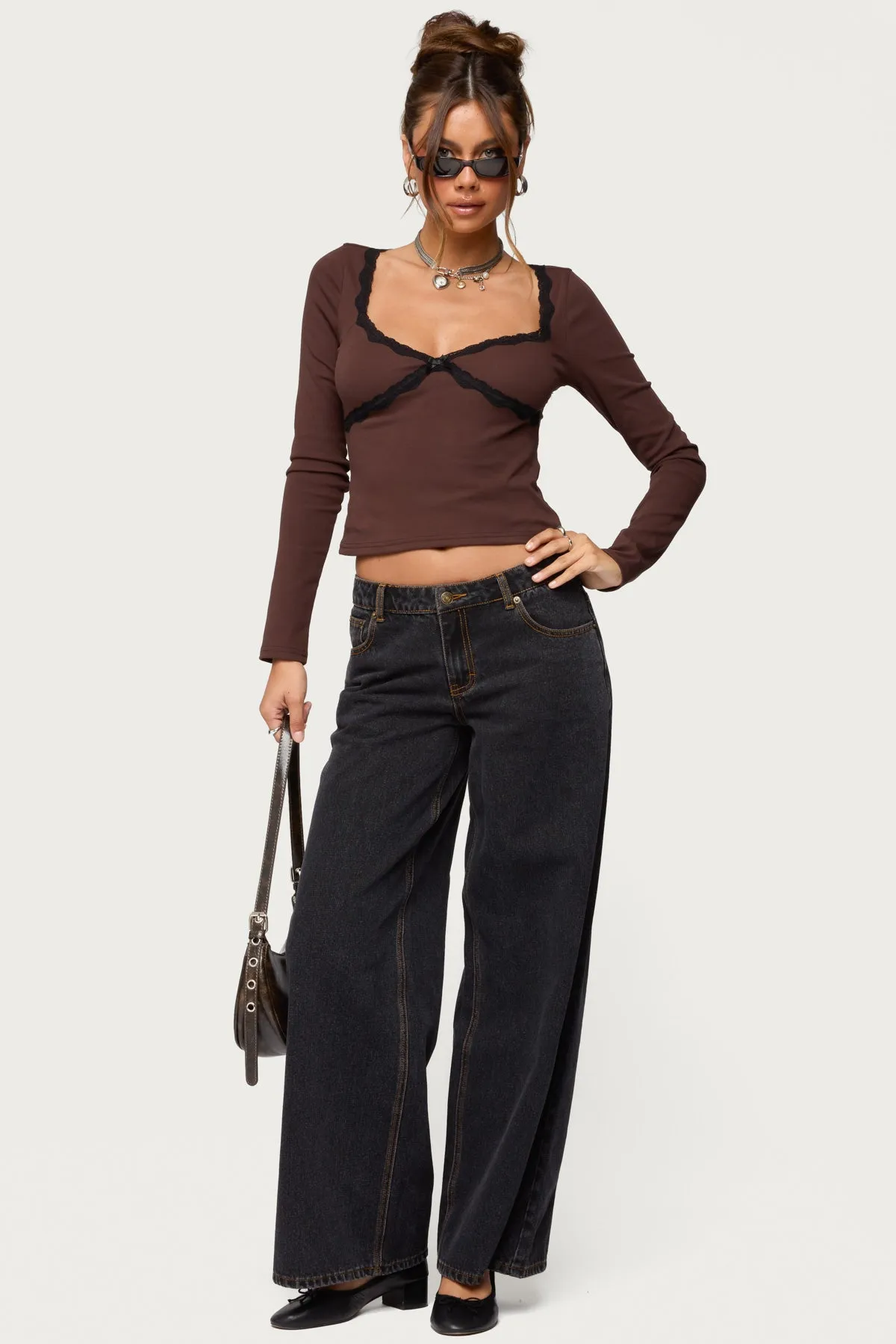 Porta Contrast Lacey Top sold by Edikted product image thumbnail 5