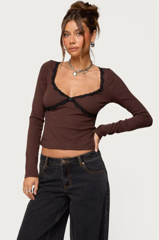 Porta Contrast Lacey Top sold by Edikted