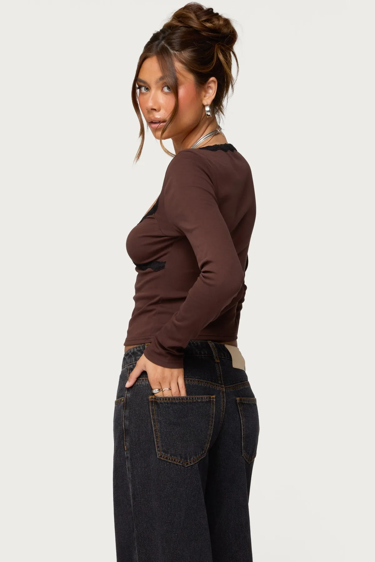 Porta Contrast Lacey Top sold by Edikted product image thumbnail 4